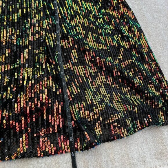 NWT - LOFT - long, tiered black dress with colorful sequins 2 - Picture 3 of 8
